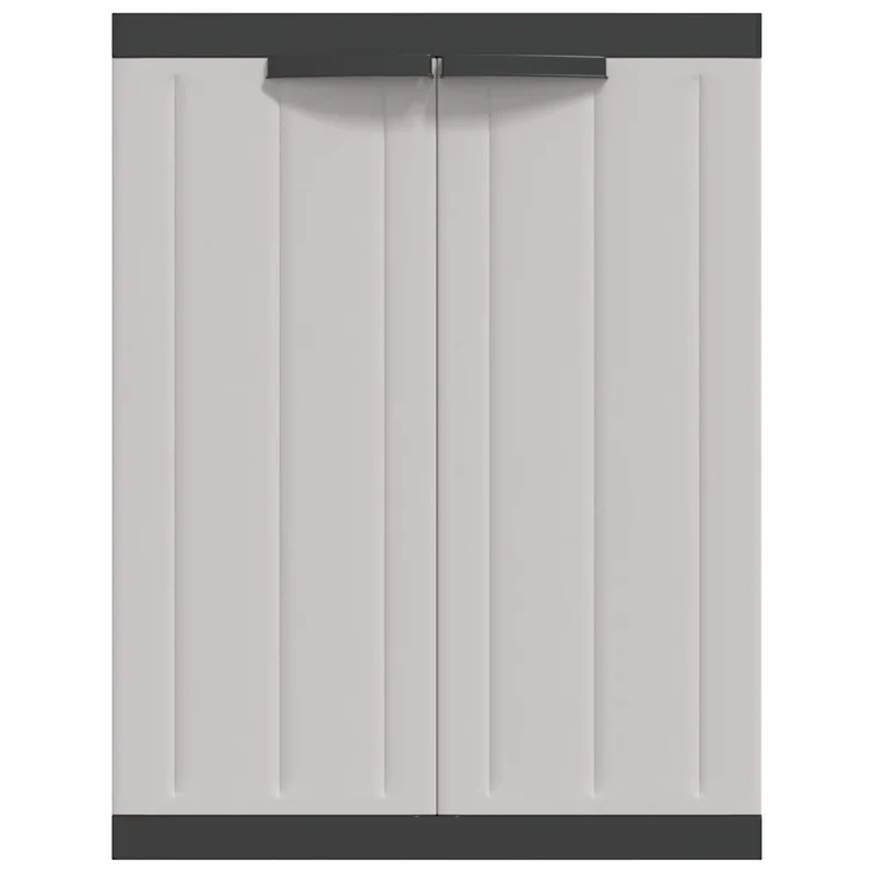 Armoire de rangement extérieure design compacte jardin 65 x 37 x 85 cm avec étagère réglable en PP gris 02_0047409