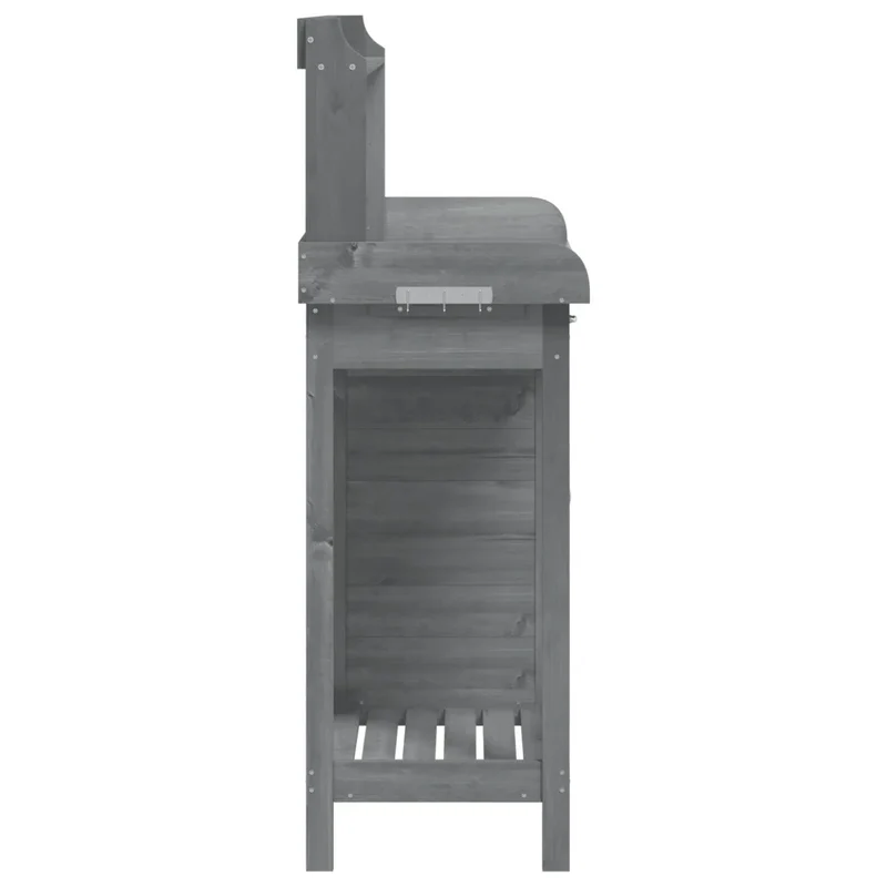 Table de rempotage avec armoire jardin 110,5 x 45 x 124,5 cm design moderne et fonctionnel en bois massif gris 02_0046206