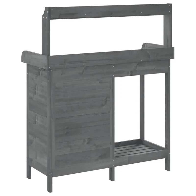 Table de rempotage avec armoire jardin 110,5 x 45 x 124,5 cm design moderne et fonctionnel en bois massif gris 02_0046206