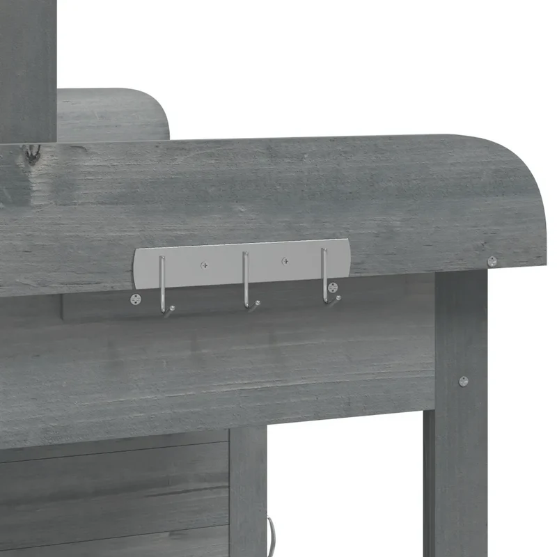 Table de rempotage avec armoire jardin 110,5 x 45 x 124,5 cm design moderne et fonctionnel en bois massif gris 02_0046206