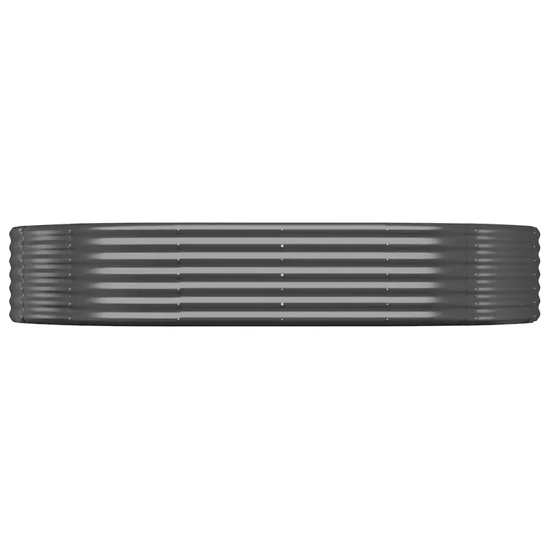 Lit surélevé de jardin ovale 214 x 140 x 36 cm robuste anti-corrosion pratique contemporain en acier galvanisé anthracite 02_0046584