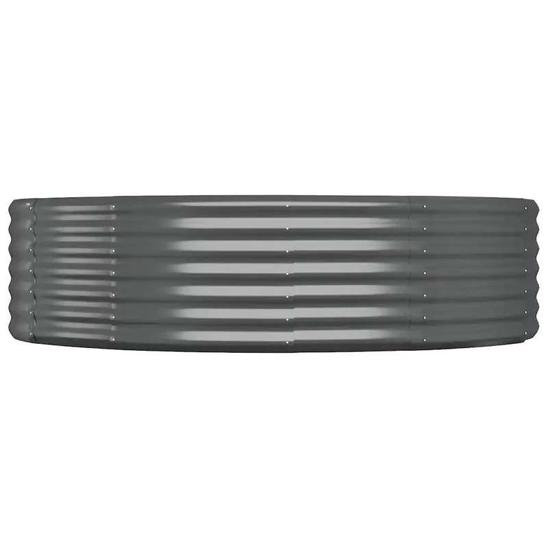 Lit surélevé de jardin ovale 214 x 140 x 36 cm robuste anti-corrosion pratique contemporain en acier galvanisé anthracite 02_0046584