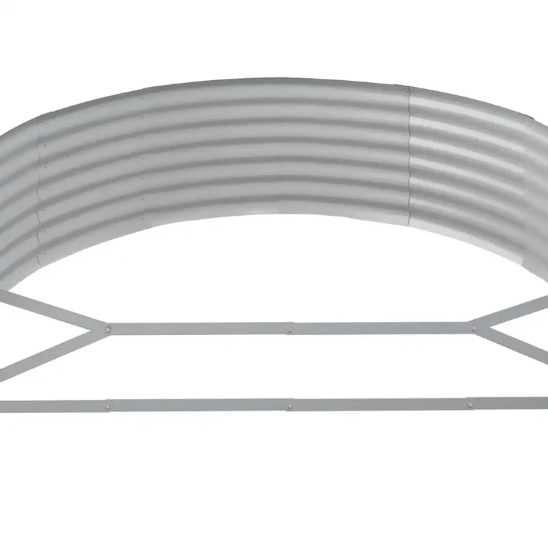 Lit surélevé de jardin ovale 214 x 140 x 36 cm robuste anti-corrosion pratique contemporain en acier galvanisé anthracite 02_0046584