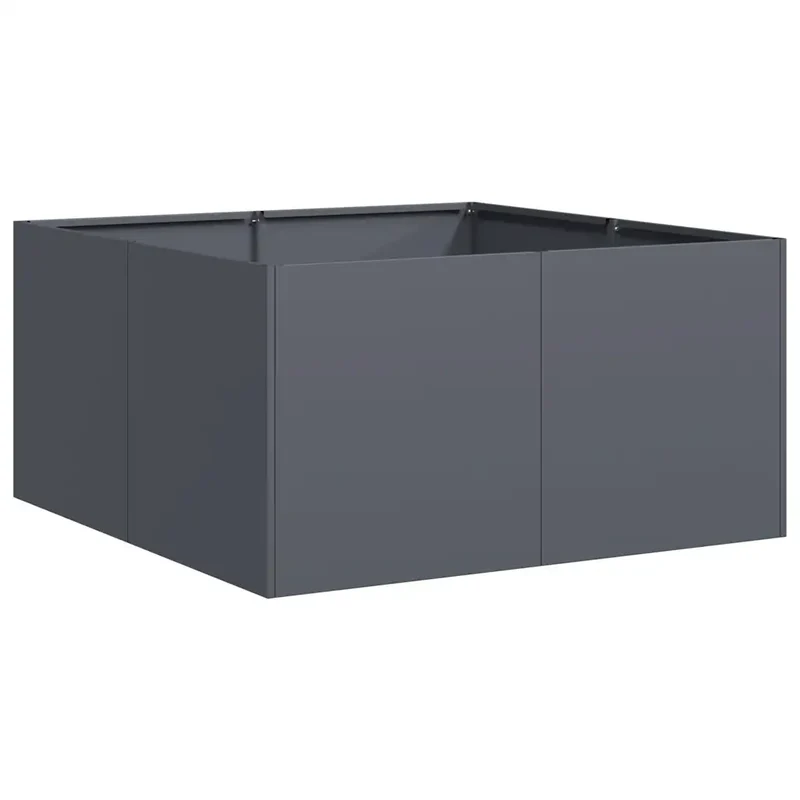 Jardinière carrée ouverte design moderne pour jardin balcon 80 x 80 x 40 cm en acier laminé à froid anthracite 02_0051525