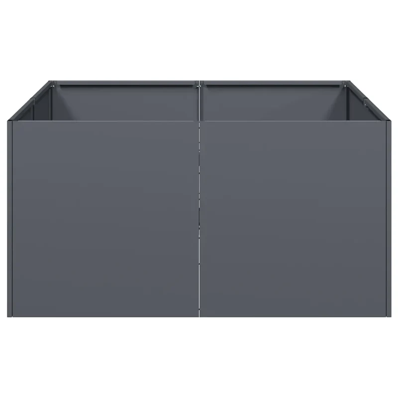 Jardinière carrée ouverte design moderne pour jardin balcon 80 x 80 x 40 cm en acier laminé à froid anthracite 02_0051525