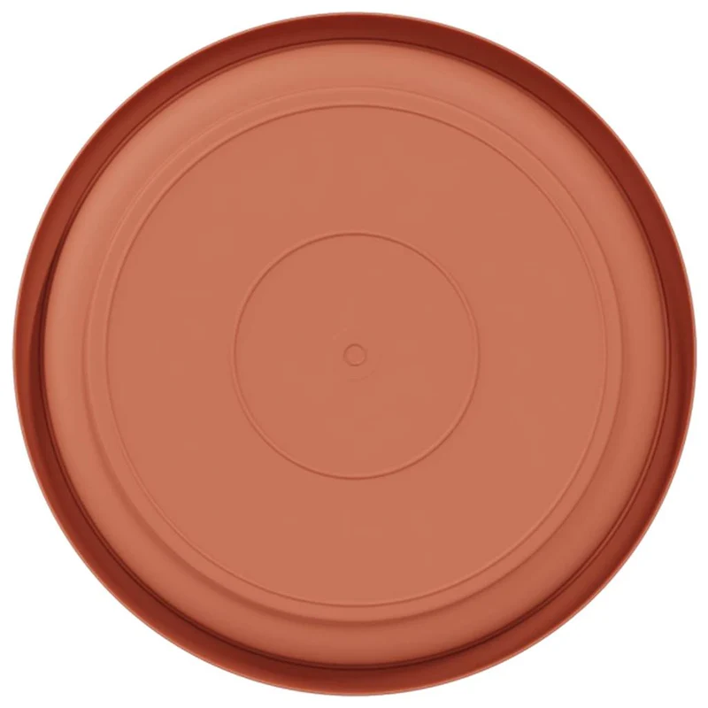 Lot de 6 plateaux à fleurs ronds modernes 17,5 x 17,5 x 2 cm en plastique rouge brique 02_0059336