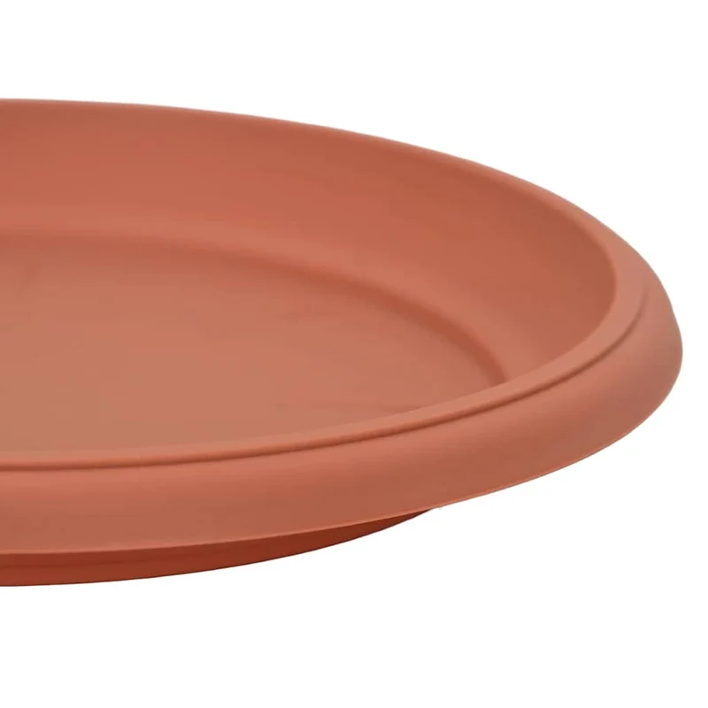 Lot de 6 plateaux à fleurs ronds modernes 17,5 x 17,5 x 2 cm en plastique rouge brique 02_0059336