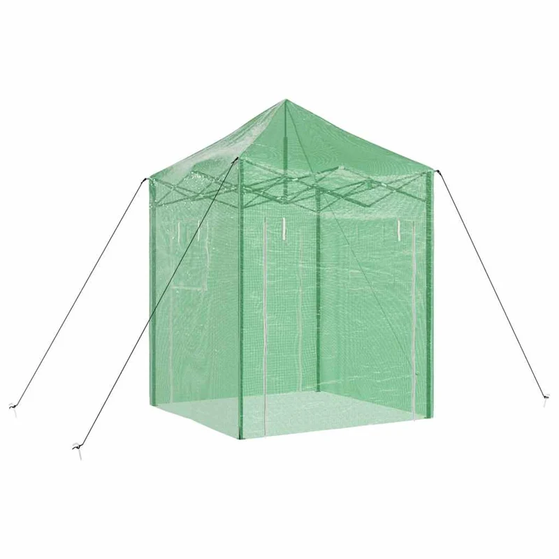 Serre pop-up rectangulaire jardin 200 x 200 x 300 cm pliable extérieur moderne en fer vert 02_0058858