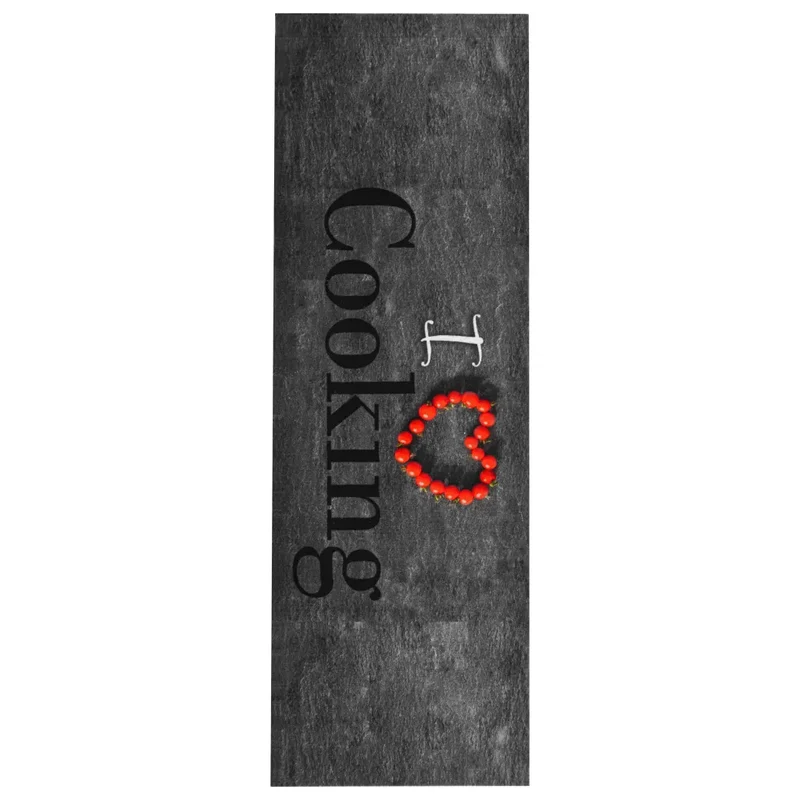 Tapis rectangulaire pour cuisine et couloir 300 x 60 cm absorbant flexible et antidérapant en polyamide gris 02_0046514
