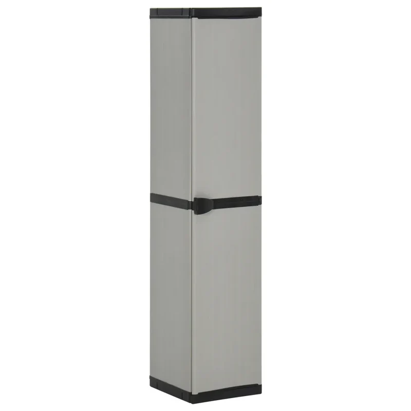Armoire de rangement de jardin 34 x 40 x 168 cm avec 3 étagères design compact en PVC gris 02_0047065