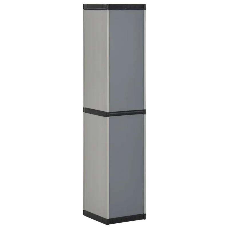 Armoire de rangement de jardin 34 x 40 x 168 cm avec 3 étagères design compact en PVC gris 02_0047065