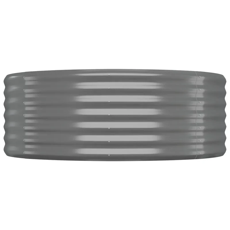 Lit surélevé de jardin ovale extérieur 175 x 100 x 36 cm pratique résistant aux intempéries en acier galvanisé gris 02_0046576