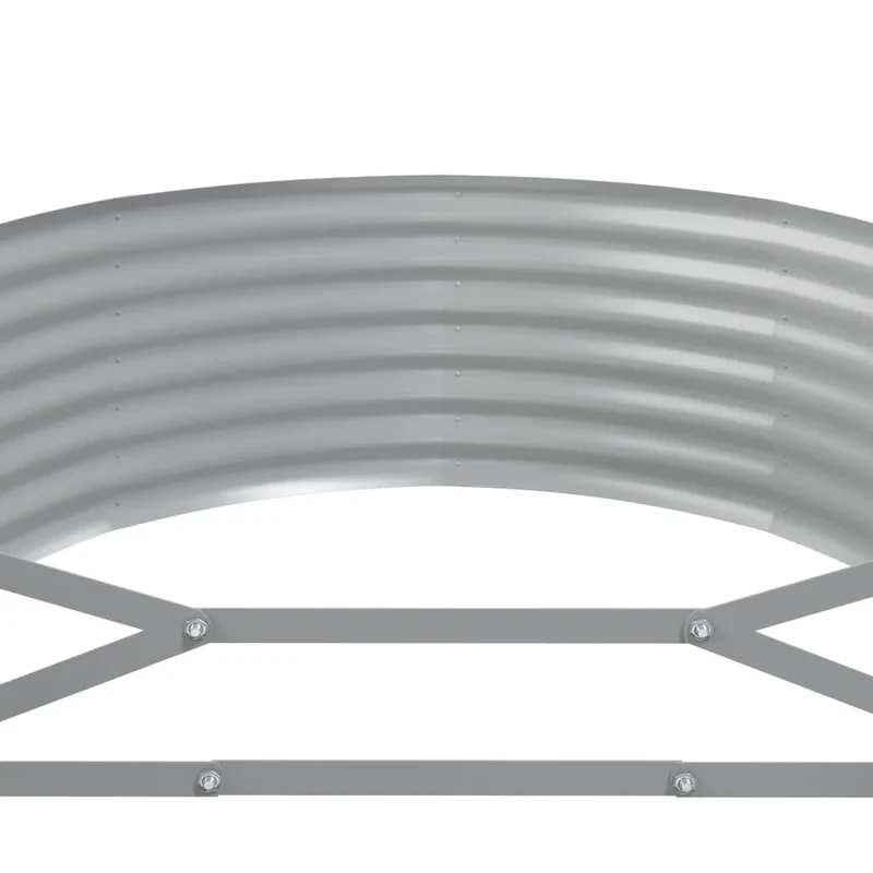 Lit surélevé de jardin ovale extérieur 175 x 100 x 36 cm pratique résistant aux intempéries en acier galvanisé gris 02_0046576