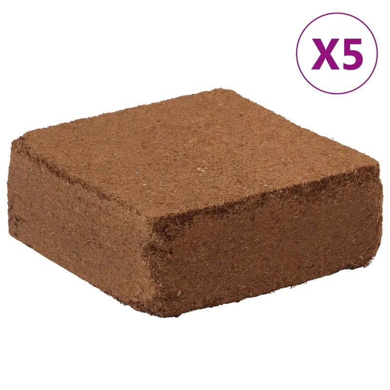 Lot de 5 blocs d'écorce de noix de coco 25 kg culture biologique naturelle jardin améliore rétention en fibre de coco naturel 02_0046201