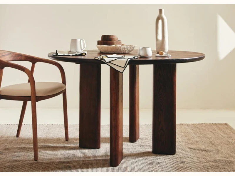 Table à manger ronde en bois massif BAOBAB