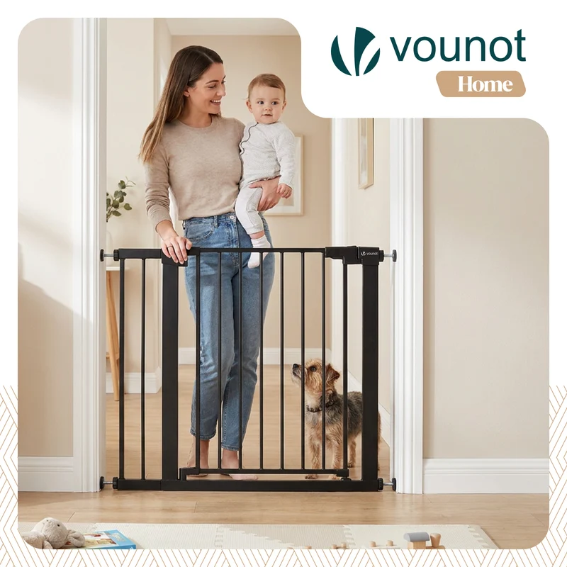 Barriere de securite a pression sans percage Largeur 89-96cm Metal noir