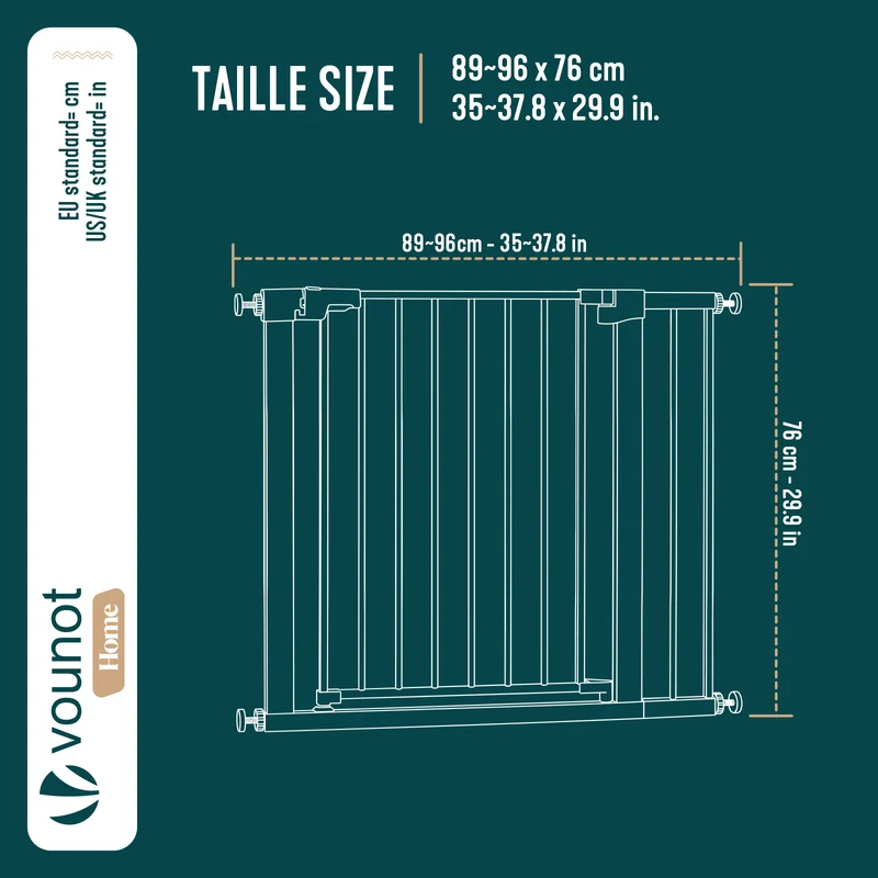 Barriere de securite a pression sans percage Largeur 89-96cm Metal noir