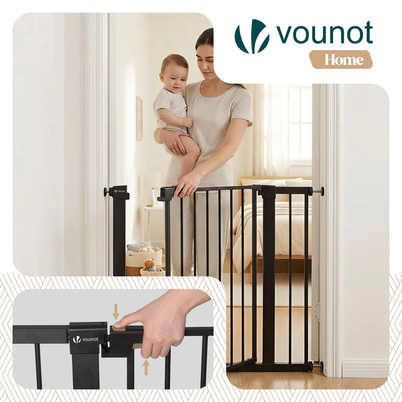 Barriere de securite a pression sans percage Largeur 89-96cm Metal noir