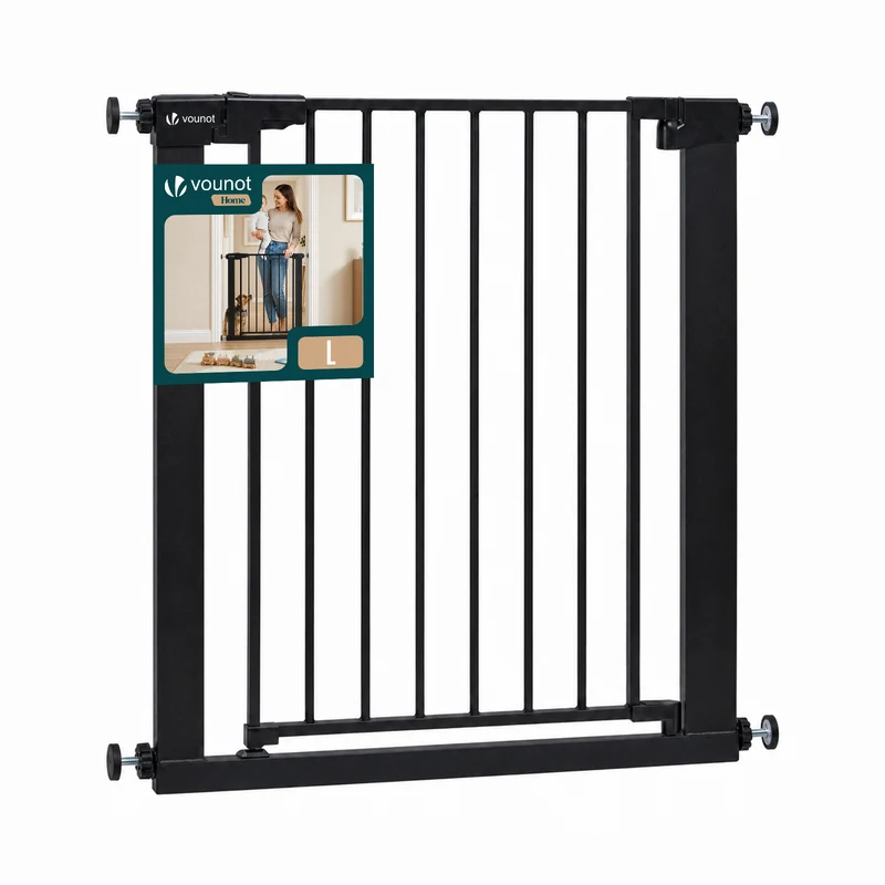 Barriere de securite a pression sans percage Largeur 75-82cm Metal noir