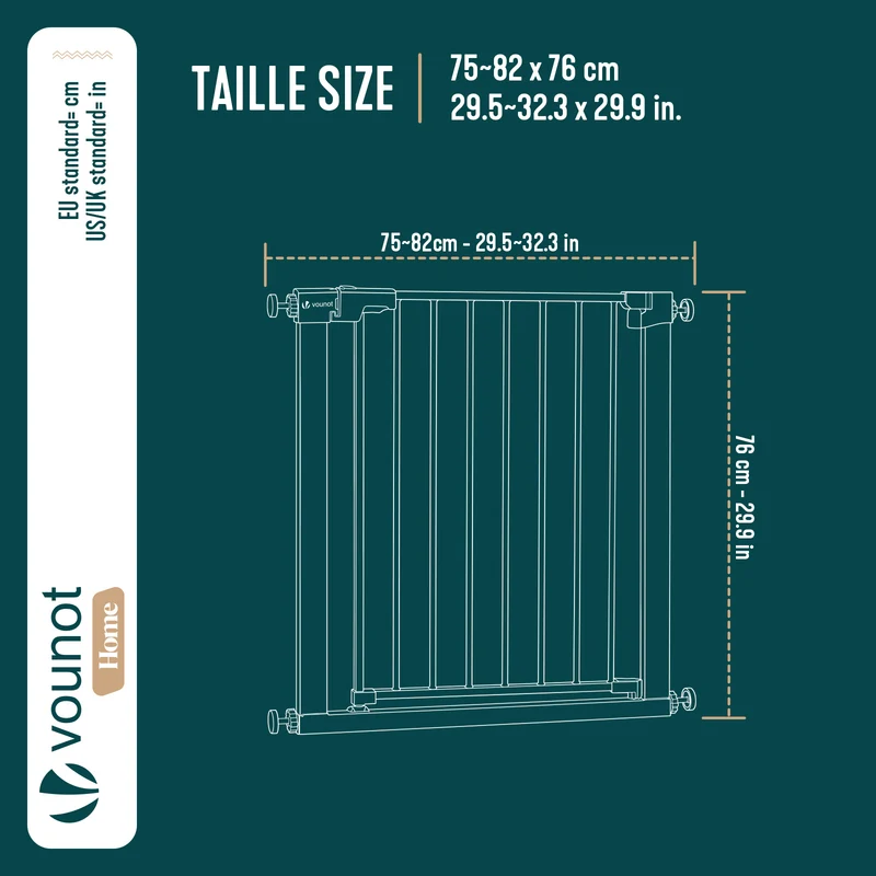 Barriere de securite a pression sans percage Largeur 75-82cm Metal noir