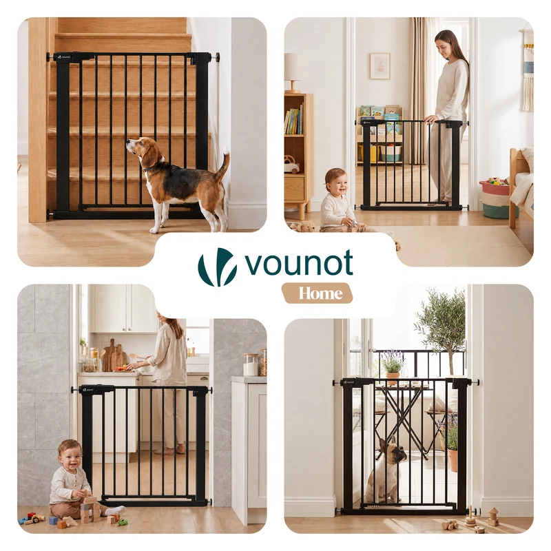Barriere de securite a pression sans percage Largeur 75-82cm Metal noir