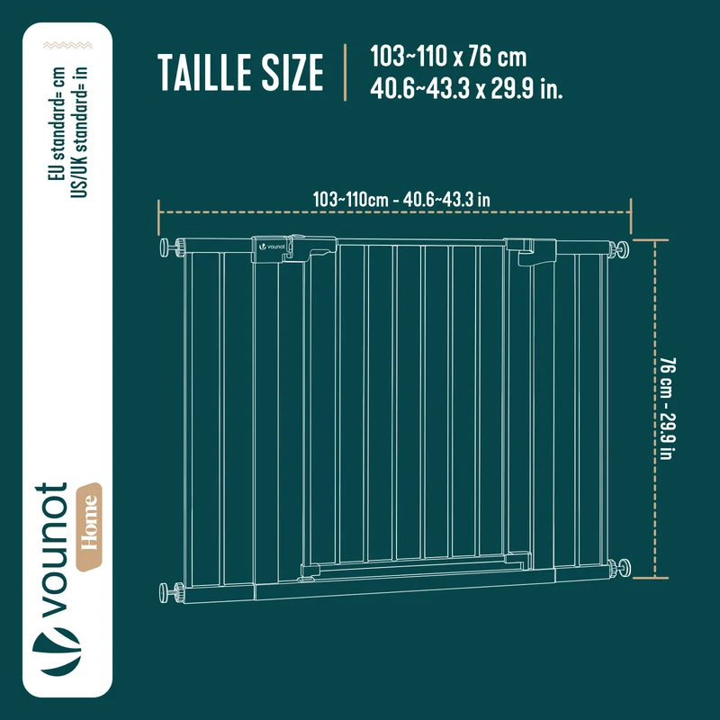 Barriere de securite a pression sans percage Largeur 103-110cm Metal noir