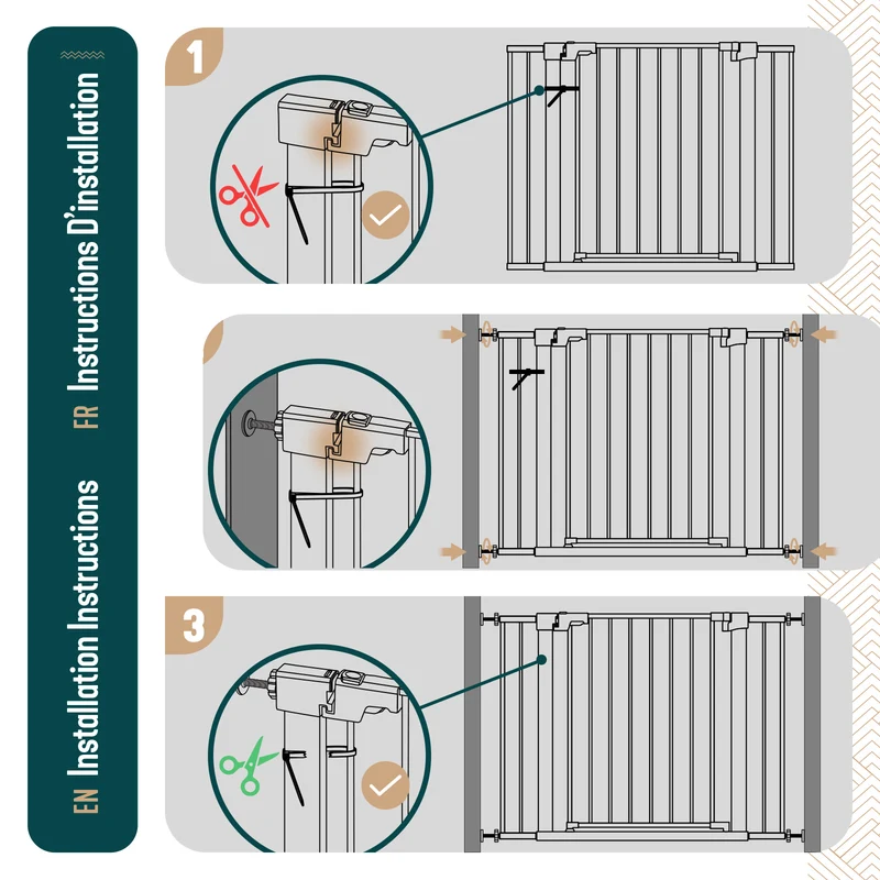 Barriere de securite a pression sans percage Largeur 103-110cm Metal noir