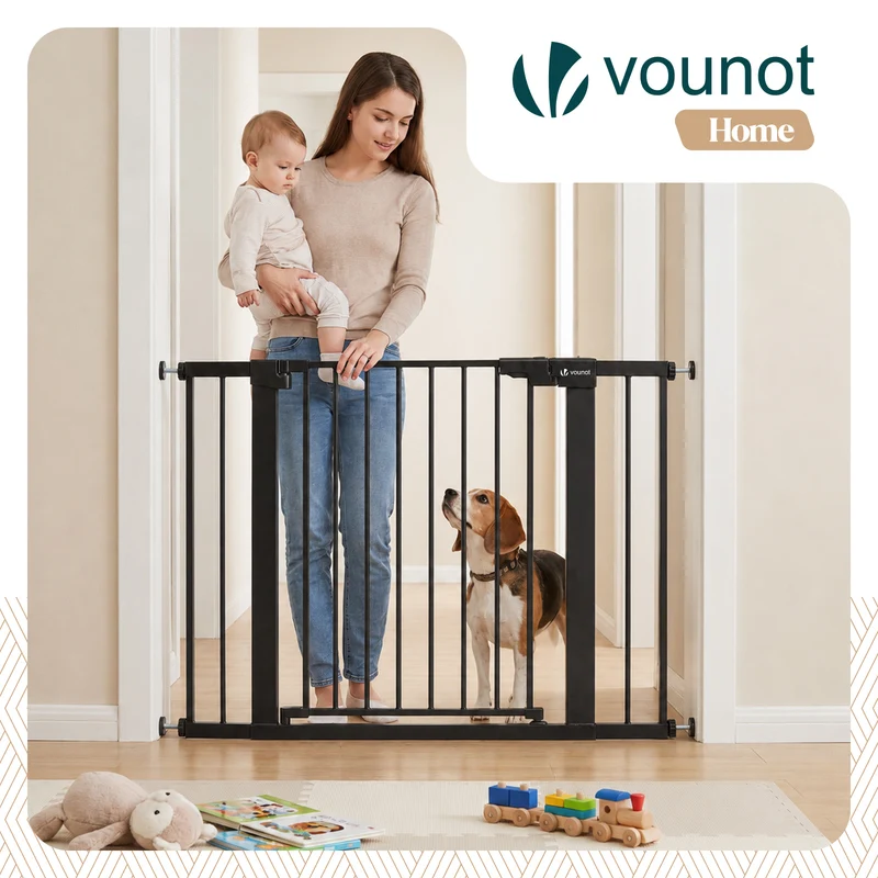 Barriere de securite a pression sans percage Largeur 103-110cm Metal noir