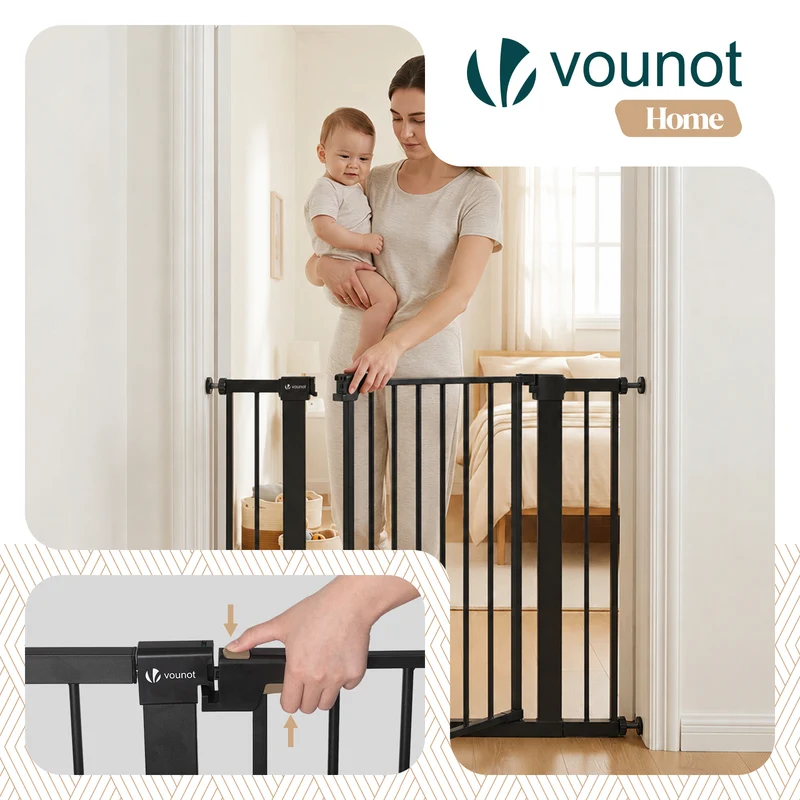 Barriere de securite a pression sans percage Largeur 103-110cm Metal noir