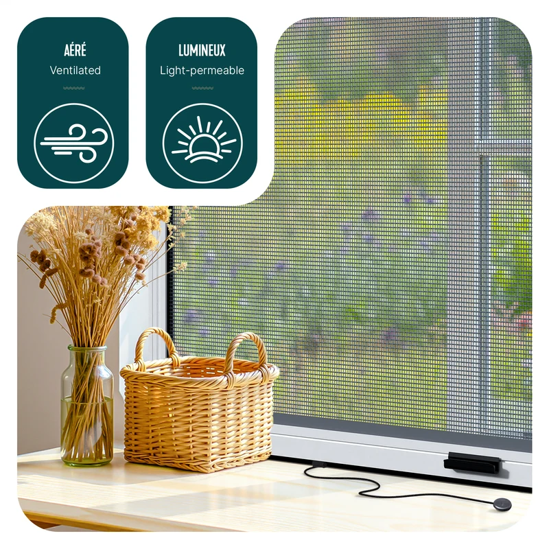 Store moustiquaire pour fenetre enroulable et recoupable en aluminium L100 x H160 cm Blanc