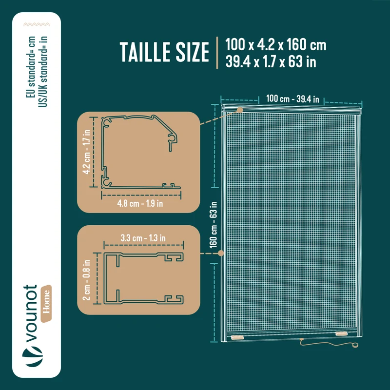 Store moustiquaire pour fenetre enroulable et recoupable en aluminium L100 x H160 cm Blanc
