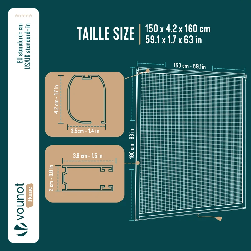 Store moustiquaire pour fenetre enroulable et recoupable en pvc L150 x H160 cm Blanc