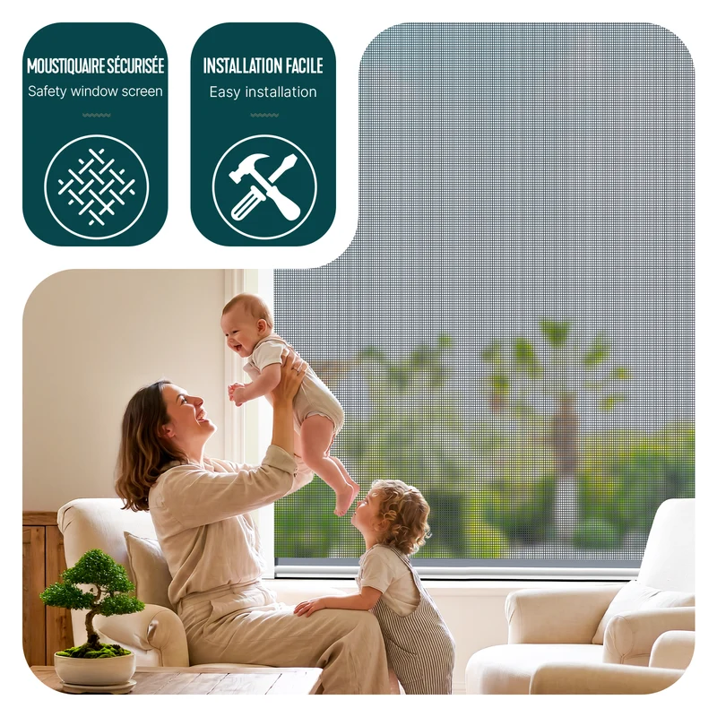 Store moustiquaire pour fenetre enroulable et recoupable en pvc L150 x H160 cm Blanc